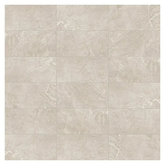 Domicil Wandfliese Stone Art - 30 x 60 cm, Beige, Glänzend - Nahaufnahme von hellbeigen Bodenfliesen mit Marmorstruktur, ideal für moderne Innenräume.