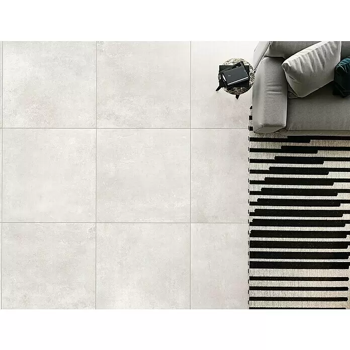 Domicil Feinsteinzeugfliese Living Concrete Pearl - 60 x 60 cm, Beige, Matt - Stimmungsaufnahme