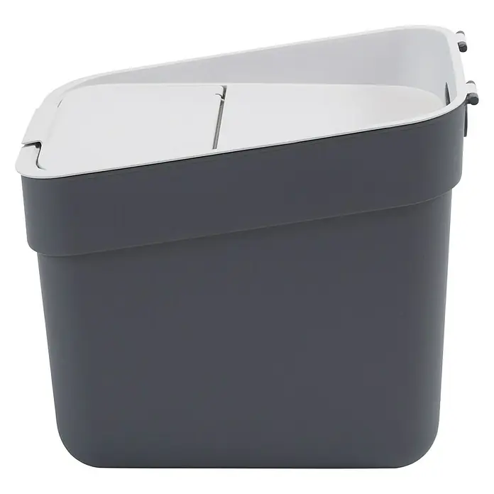 Curver Standard Mülleimer Ready to Collect - 20 l, Kunststoff, Dunkelgrau - Grauer und weißer Abfallbehälter mit zwei Fächern für die Mülltrennung, ideal für Küche oder Büro. Praktisch und stilvoll.