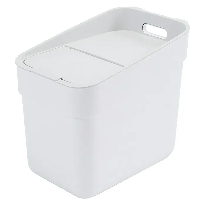 Curver Standard Mülleimer Ready to Collect - 20 l, Kunststoff, Weiß - Weiße Aufbewahrungsbox mit Deckel und Griffloch zur praktischen Aufbewahrung verschiedener Gegenstände im Haushalt.
