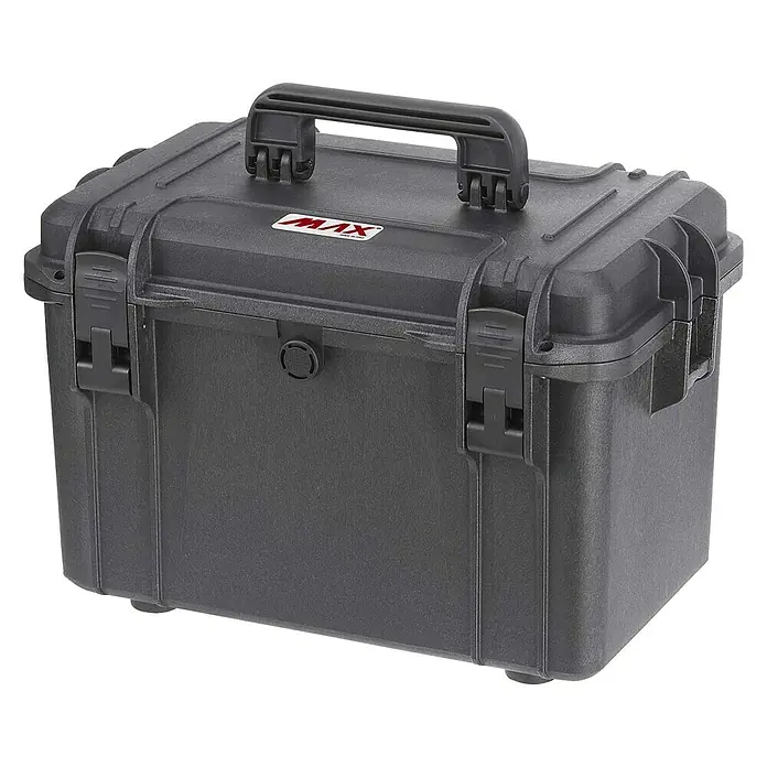 Wasserdichter Koffer MAX400 - L x B x H: 456 x 290 x 318 mm, Ohne Schaumstoffeinlage, Schwarz, Kunststoff - Schwarzer MAX-Schutzkoffer, ideal für den sicheren Transport von empfindlichen Gegenständen. Robuste Bauweise mit Tragegriff und Verschlüssen.