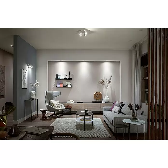 Philips Hue LED-Einbauleuchten-Set rund White Ambience Recessed Milliskin - 4,2 W, Ø x H: 9 x 10 cm, Weiß, 3 Stk., Kaltweiß - Stimmungsaufnahme