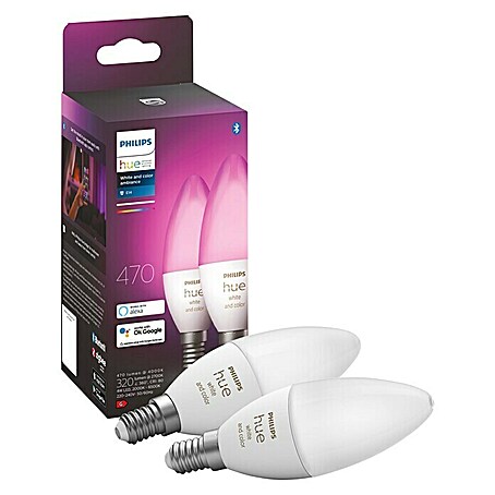 Philips Hue LED-Lampe (E14, Dimmbar, 470 lm, 5,3 W)