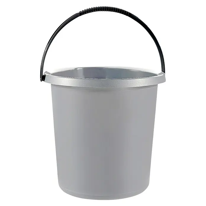 Curver Eimer Essentials - 10 l, Kunststoff, Grau - Grauer Eimer mit schwarzem Griff, ideal für Reinigung und andere Aufgaben. Praktischer Behälter mit stabilem Henkel für einfachen Transport.