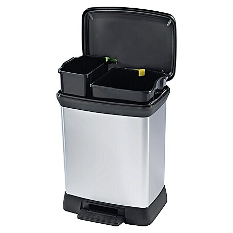 Keter Treteimer Deco Bin Metallics Duo (30 l, Metall, Schwarz/Silber)