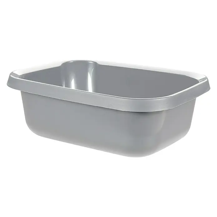 Curver Schüssel Essentials - 9 l, Rechteckig, Grau - Graue rechteckige Katzentoilette mit erhöhten Rändern für eine einfache Reinigung und zur Vermeidung von Verschmutzungen.