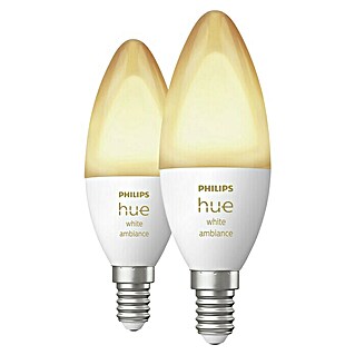 Philips Hue LED-Lampe White Ambiance (E14, Dimmbar, Warmweiß, 470 lm, 5,2 W, 2 Stk.)