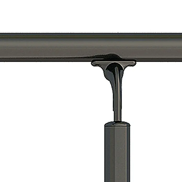 Dolle Geländer-Set PS 151 - Seitenmontage, Aluminium, Anthrazitgrau, Rund, Länge: 150 cm - Naheaufnahme einer stilvollen, anthrazitfarbenen Handlaufhalterung, die ein modernes Design und zuverlässige Unterstützung für jeden Treppenhandlauf bietet.