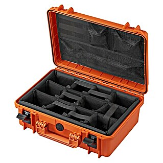 Wasserdichter Koffer MAX430 (L x B x H: 464 x 366 x 176 mm, Kunststoff, Mit Fototasche & Organizer, Orange)