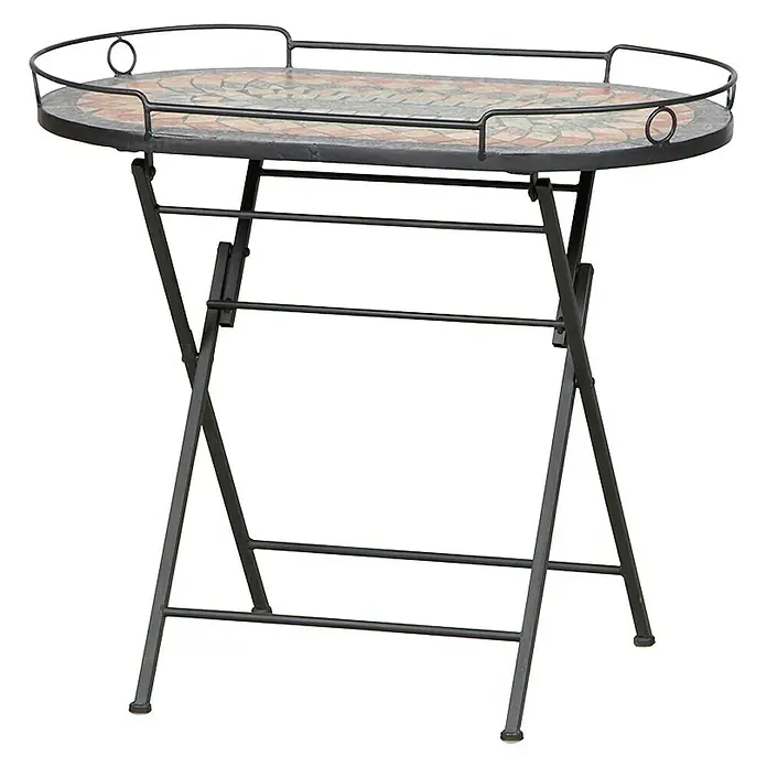Siena Garden Prato Serviertisch - 68 x 41 cm, Eisen - Dieser elegante Mosaiktisch ist eine stilvolle Ergänzung für jeden Raum. Er ist klappbar und somit leicht zu verstauen.