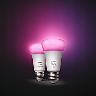 Philips Hue Smart-LED-Lampen Set White & Color (E27, Dimmbar, RGBW, 1.100 lm, 11 W, 2 Stk.)