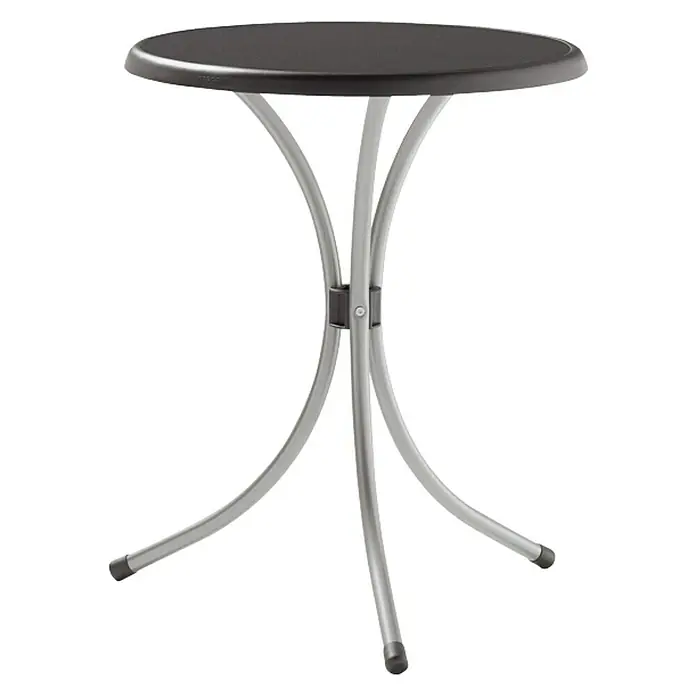 Sieger Balkontisch rund - Ø x H: 60 x 72 cm, Stahl, Mecalit, Anthrazit/Hellgrau - Schwarzer runder Tisch mit silberfarbenem Metallgestell, ideal für den Innen- und Außenbereich.