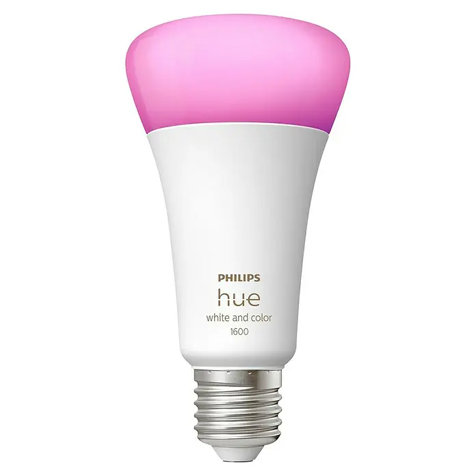 Philips Hue Smart-LED-Lampen Set White & Color - E27, Dimmbar, Warmweiß, 1.600 lm, 13,5 W, 1 Stk. - Intelligente Philips Hue White and Color 1600 Glühbirne mit rosa Licht. Perfekt für Ambiente und smarte Beleuchtung im ganzen Haus.