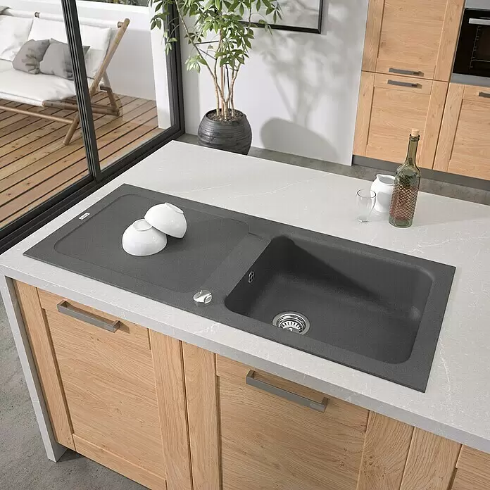 Carea Einbauspüle Botia - 118 x 50 cm, Betongrau, Material Spüle: CAREAlith® - Stimmungsaufnahme