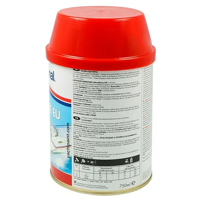 International Hartantifouling VC Offshore EU - Rot, 750 ml - VC Offshore EU Antifouling-Farbe in einer rot-weissen 750ml Dose. Ideal für stark bewachsene Zonen. Bietet starken Schutz.