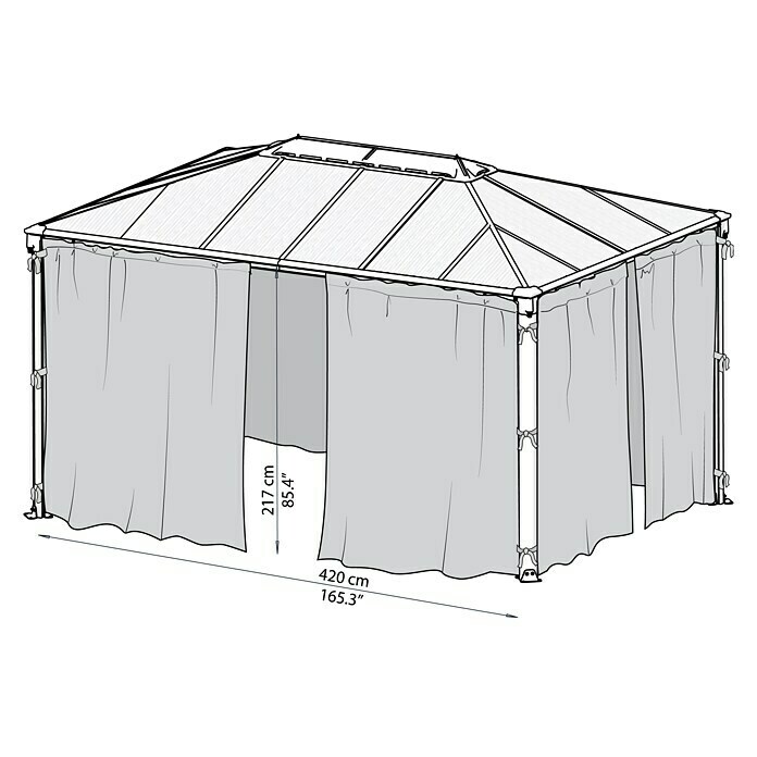 Palram – Canopia Vorhang für Pavillon Martinique4,2 x 2,17 m, Polyester Sketch