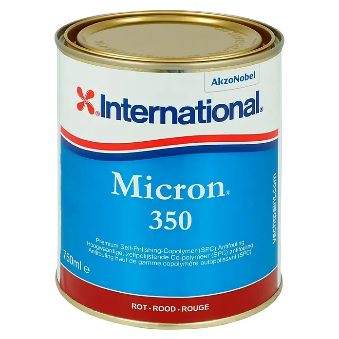 International Selbstpolierendes Antifouling Micron 350 - Rot, 750 ml - Dose International Micron 350 Antifouling Farbe, ein Premium-Selbstpolier-Copolymer (SPC) Antifouling für den Schiffsboden.