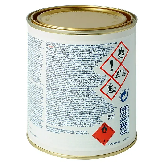 International Selbstpolierendes Antifouling Boatguard 100 - Schwarz, 750 ml - Dose Antifouling-Farbe mit Gefahrenhinweisen.