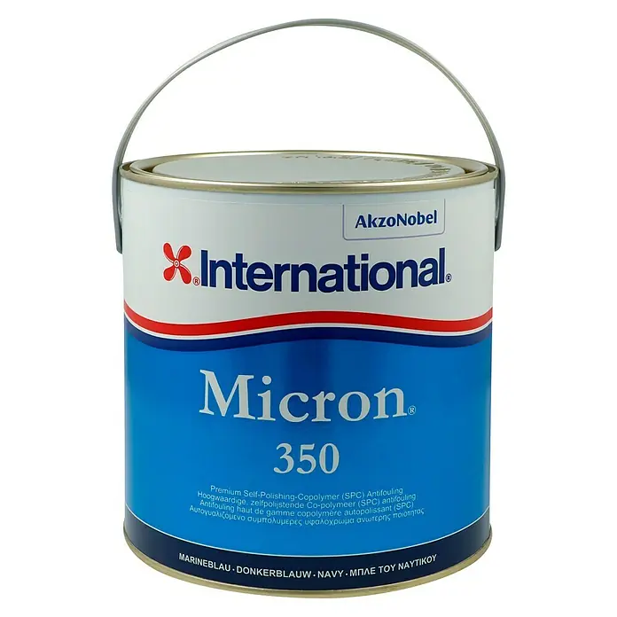 International Selbstpolierendes Antifouling Micron 350 - Marineblau, 2,5 l - Dose International Micron 350 Antifouling, ein Premium-selbstpolierendes Copolymer (SPC) für den Schutz von Booten.
