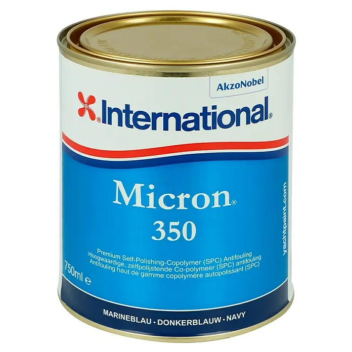 International Selbstpolierendes Antifouling Micron 350 - Marineblau, 750 ml - Dose International Micron 350 Antifouling, ein hochwertiger Unterwasseranstrich für Boote, schützt zuverlässig vor Bewuchs.