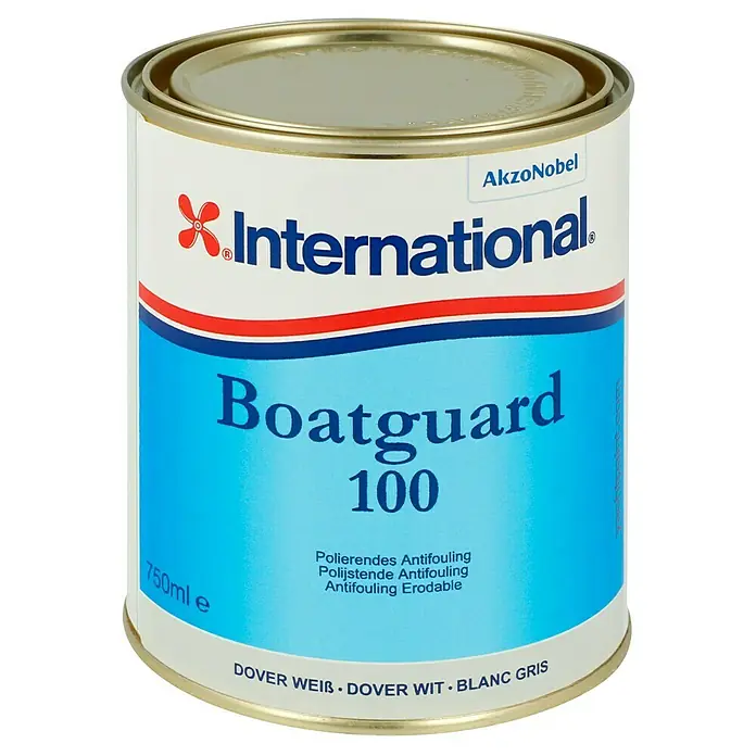 International Selbstpolierendes Antifouling Boatguard 100 - Doverweiß, 750 ml - Dose International Boatguard 100 Antifouling Farbe, ideal für den Schutz von Bootsrümpfen. Schützt vor Bewuchs und sorgt für mehr Leistung.