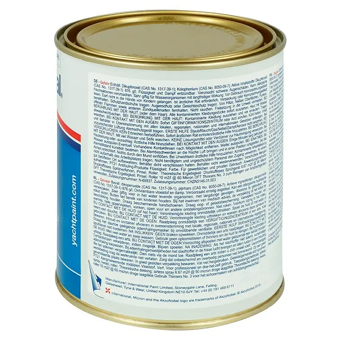 International Selbstpolierendes Antifouling Micron 350 - Blau, 750 ml - Dose Yacht-Lackfarbe von International Paint, ideal für Schiffe und Boote. Schützt zuverlässig vor Wasser und Umwelteinflüssen.
