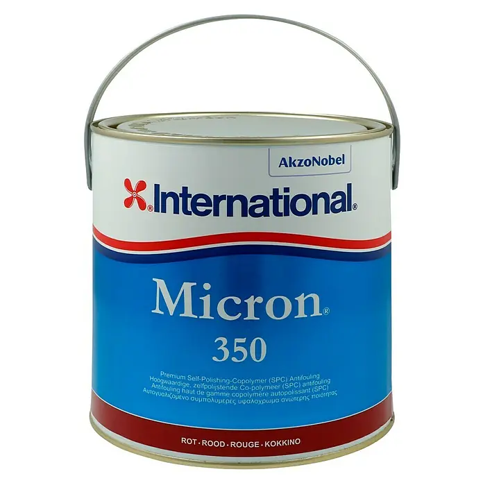 International Selbstpolierendes Antifouling Micron 350 - Rot, 2,5 l - Dose International Micron 350 Antifouling-Bootsfarbe, ein Premium-Selbstpolier-Copolymer (SPC) für den Schutz vor Bewuchs im Wasser.
