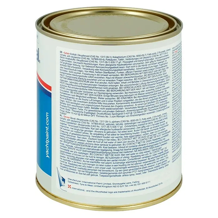 International Hartantifouling Ultra 300 - Doverweiß, 750 ml - Dose Antifouling-Bootsfarbe von International, ideal für den Schutz von Booten vor Bewuchs und Ablagerungen im Wasser.