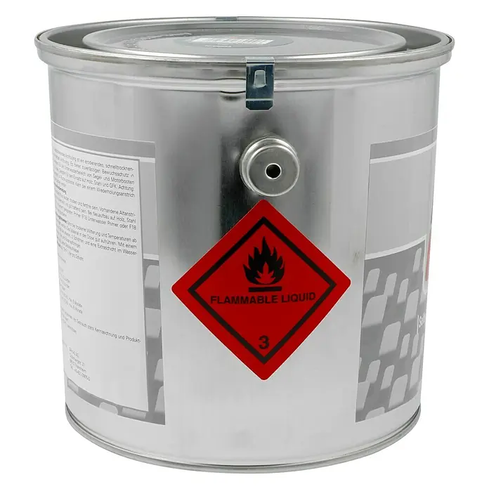 F18 Selbstpolierendes Antifouling SP - Blau, 2,5 l - Lackdose mit Gefahrgutzeichen.