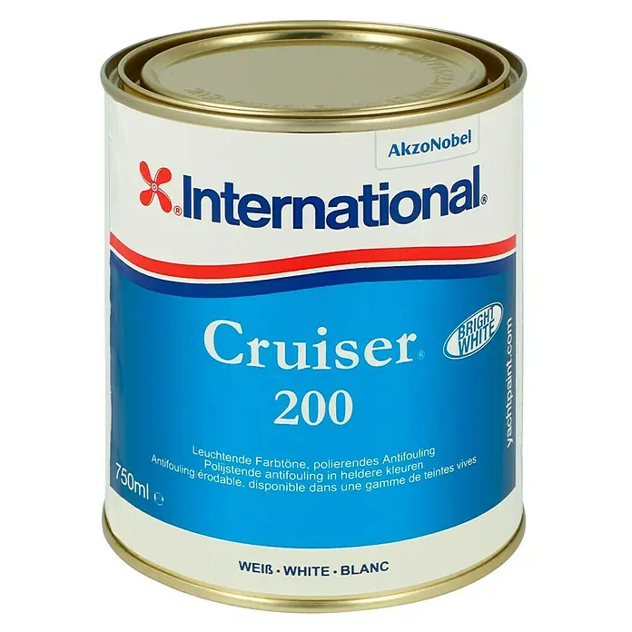 International Selbstpolierendes Antifouling Cruiser 200 - 750 ml, Weiß - Ein Gebinde International Cruiser 200 Antifouling Farbe in strahlendem Weiß, ideal für den Schutz Ihres Bootes.