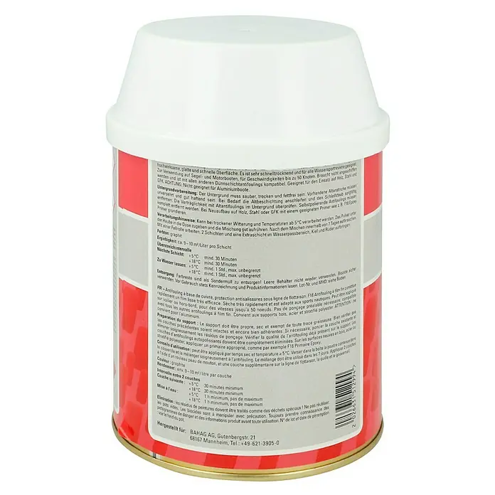 F18 Dünnschicht-Antifouling - 750 ml, Anthrazit - Dose F18 Antifouling: hochwirksame Beschichtung für Segel- und Motorboote, schnelltrocknend und für Geschwindigkeiten bis 50 Knoten geeignet.