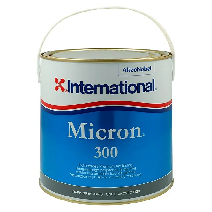 International Selbstpolierendes Antifouling Micron 300 - Dunkelgrau, 2,5 l - Dose International Micron 300 Antifouling Farbe in Dunkelgrau. Hochwertiger Schutz für Boote vor Bewuchs im Wasser.