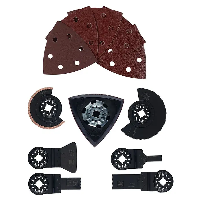 Craftomat Zubehör-Set Renovation für Starlock-Systeme - 7 Stk., 7 -tlg. - Multifunktionswerkzeug-Zubehörset mit Schleifpapier, Sägeblättern und mehr für diverse Anwendungen.