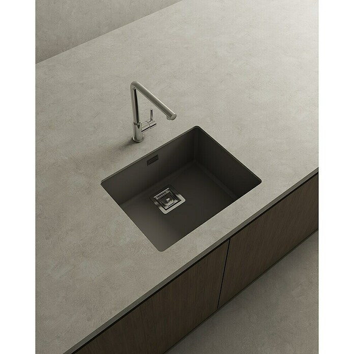 Poalgi Fregadero encastrable Zie Soft 50 (45 x 55 cm, Material compuesto, Gris, Brillante) | BAUHAUS