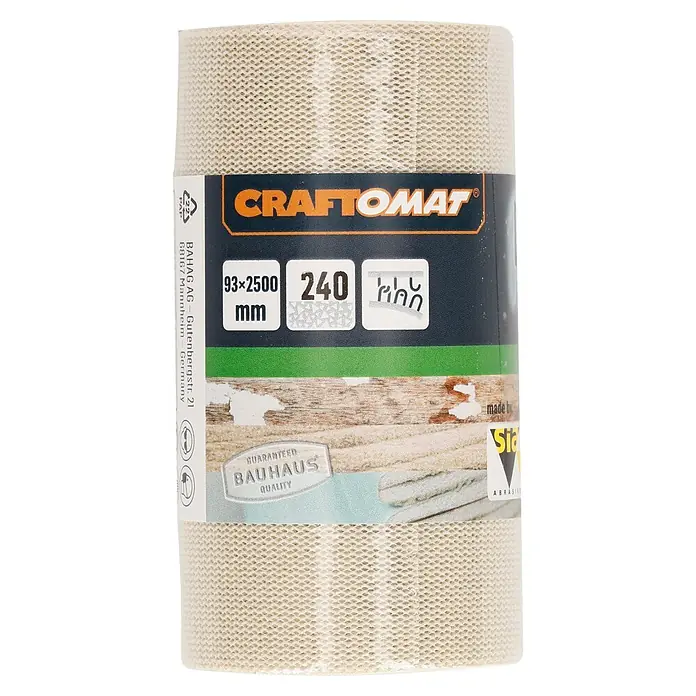 Craftomat Banda de lija C 7009 - Grano: 240, Ancho: 93 mm - Alfombra antideslizante Craftomat, 93x2500 mm, proporciona un agarre y protección fiables para diversas superficies. Ideal para hogar y taller.
