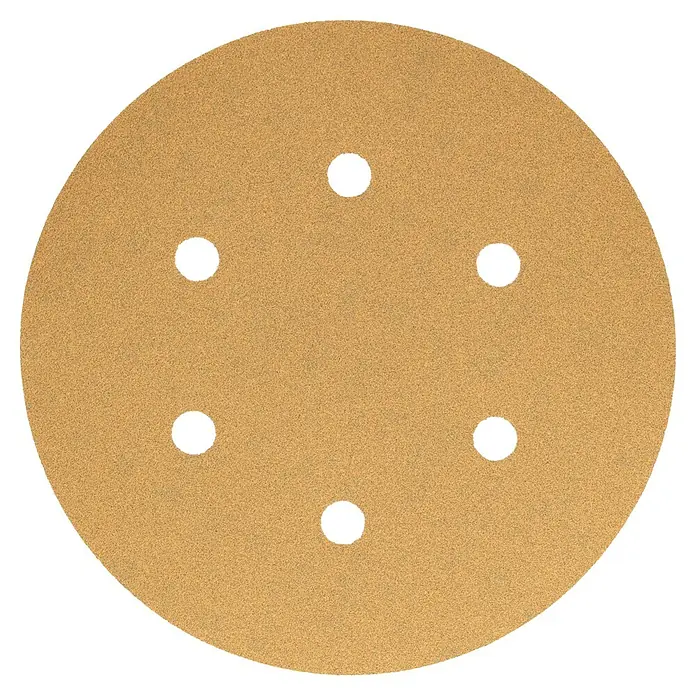 Craftomat Disco de lija autoadherente C 1061 - Diámetro: 150 mm, Grano: 120 mm, Con perforación, 1 ud. - Disco de lijado con seis agujeros para un lijado eficiente y extracción de polvo, ideal para madera y metal.