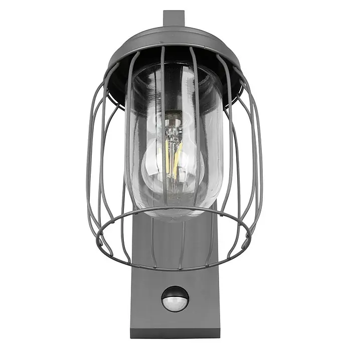 Trio Leuchten Sensor-Außenleuchte TUELA - 40 W, L x B x H: 23,5 x 16,5 x 28 cm, Grau, IP44 - Attraktive Außenwandleuchte mit Bewegungsmelder. Die Lampe hat ein robustes Design und sorgt für sicheres Licht im Außenbereich.