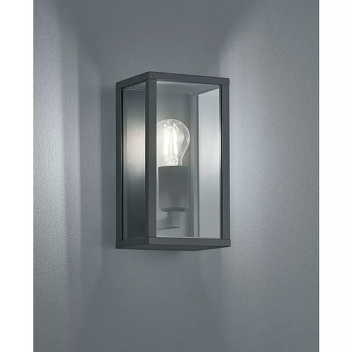 Trio Leuchten Garonne Außenwandleuchte - 60 W, L x B x H: 14 x 14 x 26 cm, Grau, IP44, Ohne Bewegungsmelder - Stimmungsaufnahme