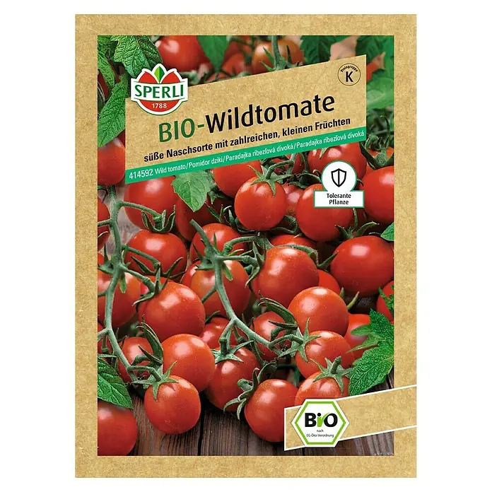 Sperli Gemüsesamen BIO Wildtomaten - Solanum pimpinellifolium, Saatzeit: Februar, Erntezeit: Juli - Samentüte Bio-Wildtomate von Sperli.