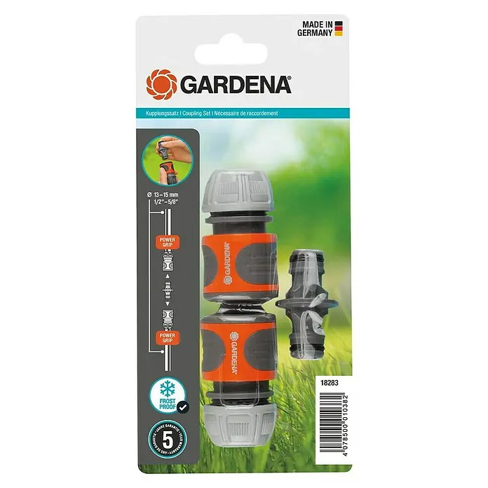 Gardena Schlauchkupplung Set - 3 -tlg. - GARDENA Kupplungssatz: Verbindungsstück für Gartenschläuche, frostsicher und mit 5 Jahren Garantie für zuverlässige Bewässerung.