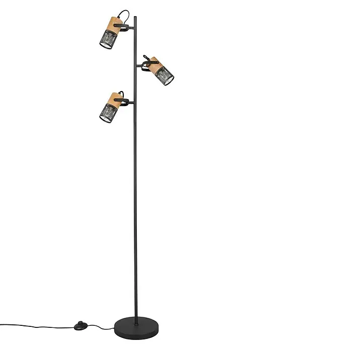 Trio Lighting Tosh Lámpara de pie - 45 W, Altura: 150 cm, Negro, E14 - Moderna lámpara de pie con tres focos para proporcionar luz cálida y crear un ambiente acogedor. El mueble perfecto.