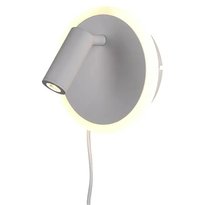 Trio Lighting Aplique de pared LED redondo Jordan - 7 W, Blanco, Blanco cálido - Lámpara de pared blanca con retroiluminación LED circular y foco ajustable. Ideal como luz de lectura en el dormitorio o sala de estar.