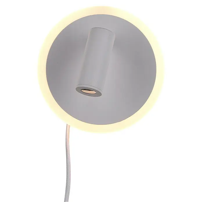 Trio Lighting Aplique de pared LED redondo Jordan - 7 W, Blanco, Blanco cálido - Elegante aplique LED con retroiluminación en forma de anillo y diseño moderno, para una iluminación de habitación elegante y funcional.