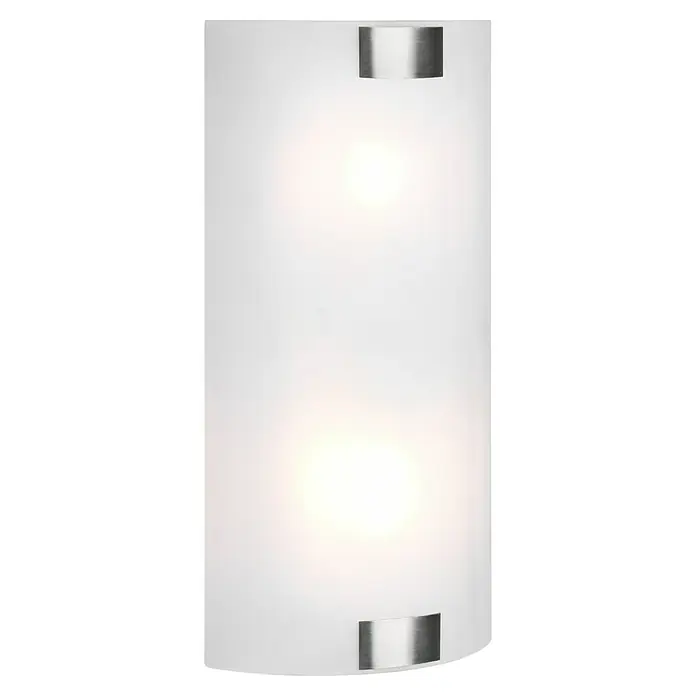Trio Lighting Aplique de pared Pura - 50 W, L x An x Al: 7,5 x 20 x 40 cm, Níquel mate, E27 - Elegante aplique de pared con pantalla cilíndrica de vidrio esmerilado y detalles plateados que proporciona una iluminación suave.