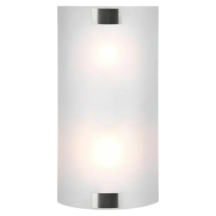 Trio Lighting Aplique de pared Pura - 50 W, L x An x Al: 7,5 x 20 x 40 cm, Níquel mate, E27 - Lámpara de pared con pantalla cilíndrica de vidrio esmerilado y detalles plateados, que difunde una luz suave y cálida. Iluminación elegante para cualquier habitación.\n