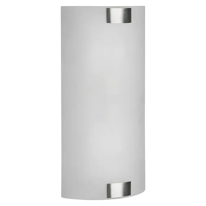 Trio Lighting Aplique de pared Pura - 50 W, L x An x Al: 7,5 x 20 x 40 cm, Níquel mate, E27 - Lámpara de pared con pantalla cilíndrica de vidrio esmerilado y soportes plateados para una iluminación elegante de la habitación.