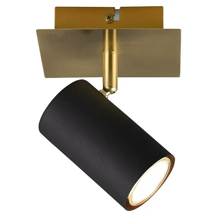 Trio Lighting Marley Foco de pared - 25 W, L x An x Al: 12 x 12 x 15 cm, Dorado/Negro, GU10 - Foco de techo LED elegante en negro y dorado. Su diseño ajustable permite una iluminación óptima en la habitación.