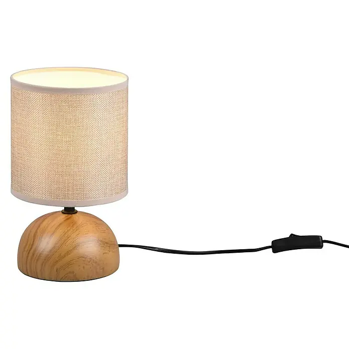 Trio Lighting Lámpara de sobremesa Luci - 40 W, Ø x Al: 14 x 23 cm, Beige, E14 - Esta lámpara de mesa cuenta con una base de madera y una pantalla de tela, proporcionando una luz cálida y acogedora.