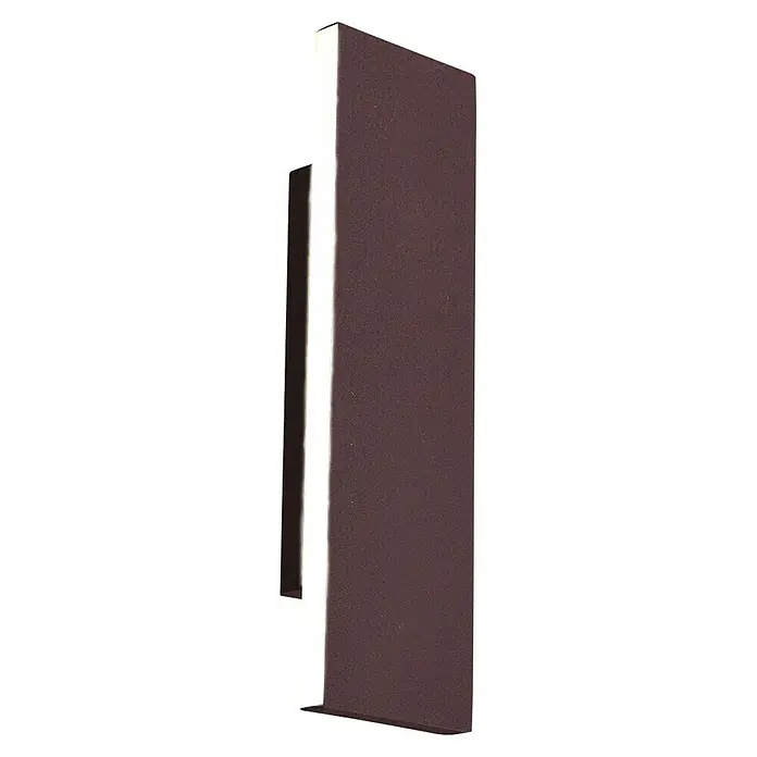 Trio Lighting Aplique de pared Concha - 12 W, L x An x Al: 4,5 x 8 x 28 cm, Óxido - Primer plano de un libro marrón oscuro con un canto blanco, que ofrece un aspecto clásico y elegante.