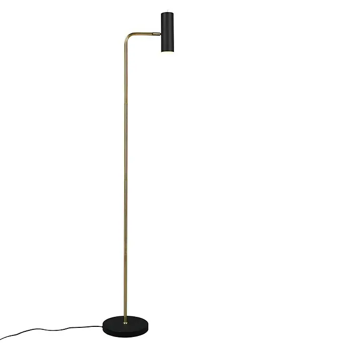Trio Lighting Marley Lámpara de pie - 5 W, Altura: 151 cm, Dorado/Negro, GU10 - Elegante lámpara de pie negra y dorada. La lámpara tiene un cuerpo delgado y una base redonda. Ideal para espacios modernos.
